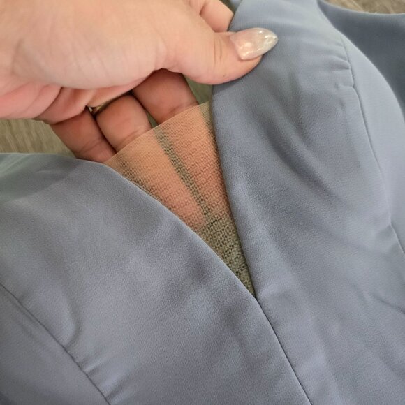 Azazie Ezra NWT size A4 Dusty Blue Dress With Lace Detail Elsa ball gown dress - Picture 13 of 15